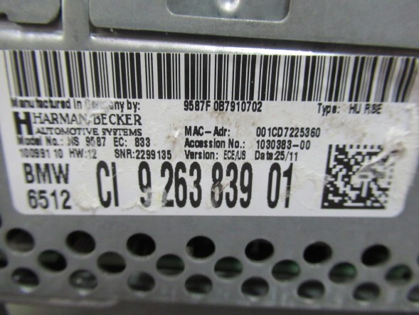 BMW OE BMW F10 F07 АУДІОПЛЕЄР 9263839 DVD HU RSE