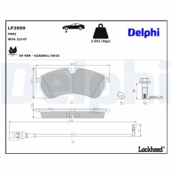 LP3909 DELPHI Комплект гальмівних колодок з 4 шт дисків