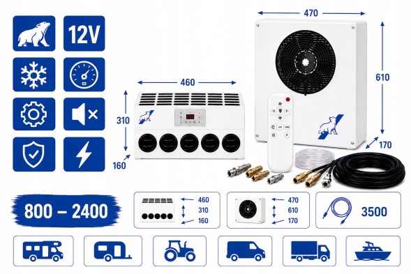 Aisberg HAN0092 Автономний кондиціонер Aisberg 12V 2400W металевий для кемпера