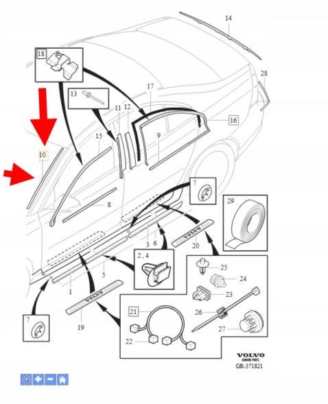 Volvo OE Вертикальна накладка переднього скла ліва VOLVO V70 S80 2007- OEM/OE 31214492