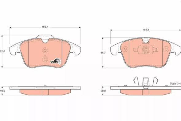 TRW 2× TRW гальмівний диск передній DF6019S + Гальмівні колодки TRW GDB1683