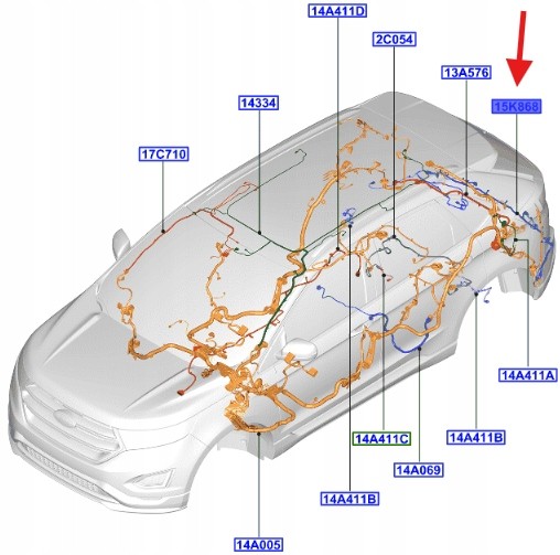 Ford OE ПУЧОК ПРЕВОДУ ДАТЧИКІВ ПАРКУВАННЯ EDGE 2016- 1947071 _ GT4T-15K868-NB