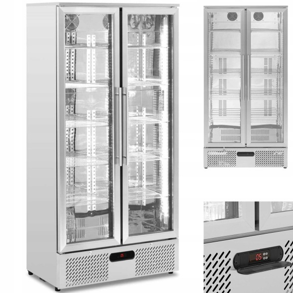 Китай WEW-SC-HP-1018645 Барний холодильник Royal Catering, 2-дверний, 458 л, 295 Вт, сріблястий
