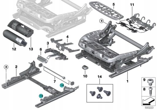 BMW OE Частина каркаса крісла електричний правий BMW G30 G31 G 32 52107386550