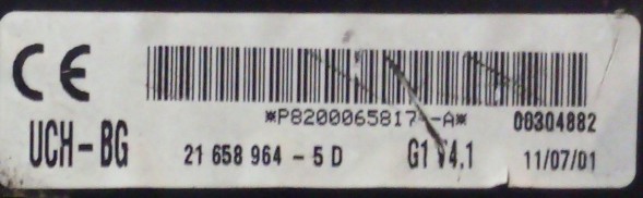 Renault OE UCH-BG P8200065817 CZYSTE przygotowany w SDK Clio 2 UCH-BG P8200065817 Чистий або Копія
