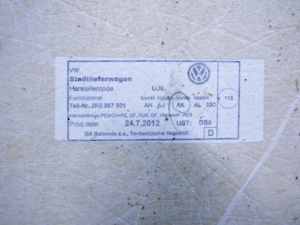 Volkswagen OE Sufit podsufitka podsufitówka 2K0867501AK VW CADDY III IV Стеля стельова підставка 2К0867501АК VW CADDY III IV