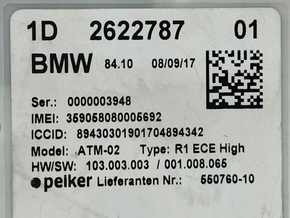 BMW OE BMW Контролер модуля Telematik Telematic ATM - 02 R1 ECE High 2622787