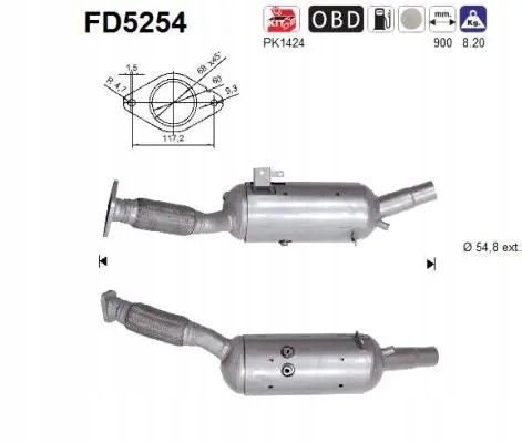 AS FD5254 Сажовий фільтр fap dpf fd5254 as опель