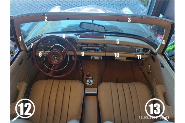 ja 1-13 Елементи приладової панелі Mercedes pagoda w113