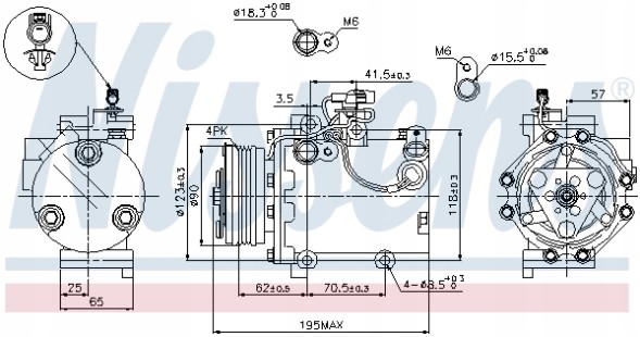 Nissens 86218466 NIS Компресори кондиціонерів (компресори nissens 89349