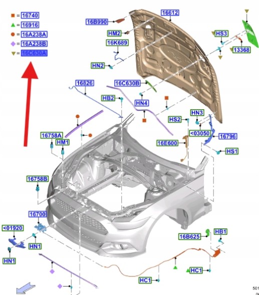 Ford OE JR3B-16C194-AC JR3Z16C630A ПОВІТРОЗАБІРНИК КАПОТА ЛІВИЙ FORD MUSTANG 2017- 2179204 _ JR3B-16C929-AHPRAA