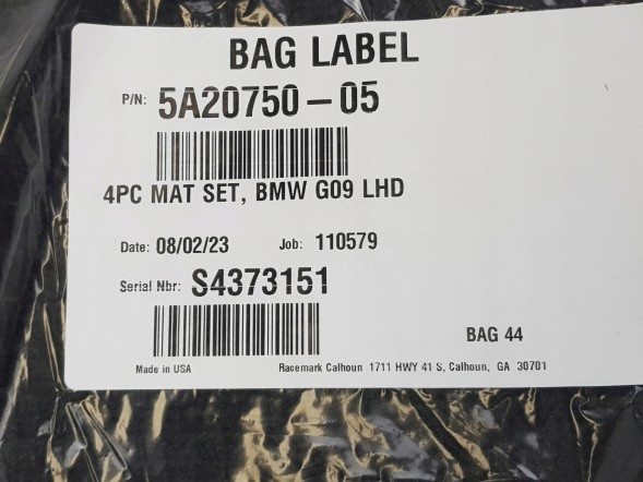 BMW OE 5A20750 51475A20750 НОВІ ОРИГІНАЛЬНІ КИЛИМКИ ВЕЛЮРОВІ BMW XM G09 5A20750