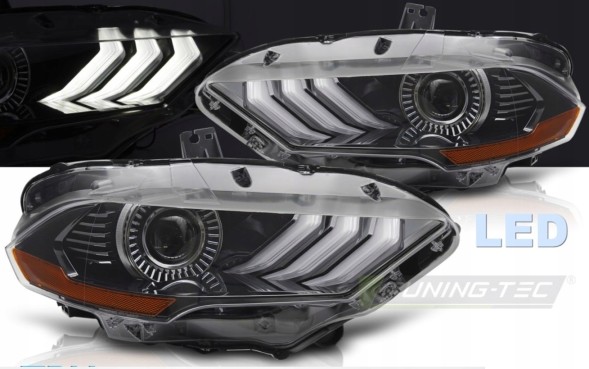 Tuning-Tec TTLPFO95 Світлодіодні фари для Ford Mustang 18-21 чорні DRL