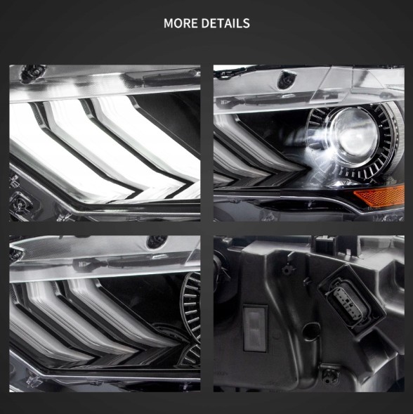 Tuning-Tec TTLPFO95 Світлодіодні фари для Ford Mustang 18-21 чорні DRL