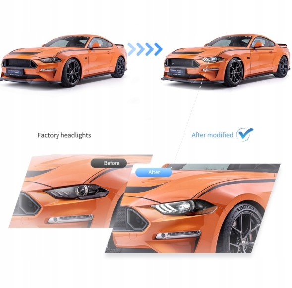 Tuning-Tec TTLPFO95 Світлодіодні фари для Ford Mustang 18-21 чорні DRL