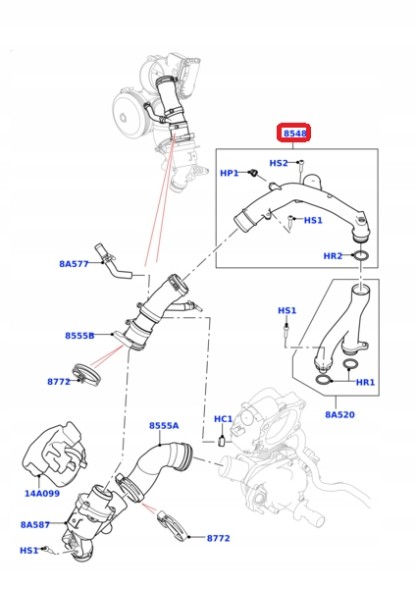 Land Rover OE LR090630GEN Труба системи охолодження верхня 3,0 v6 5,0 v8 Land Rover Range Rover LR090630