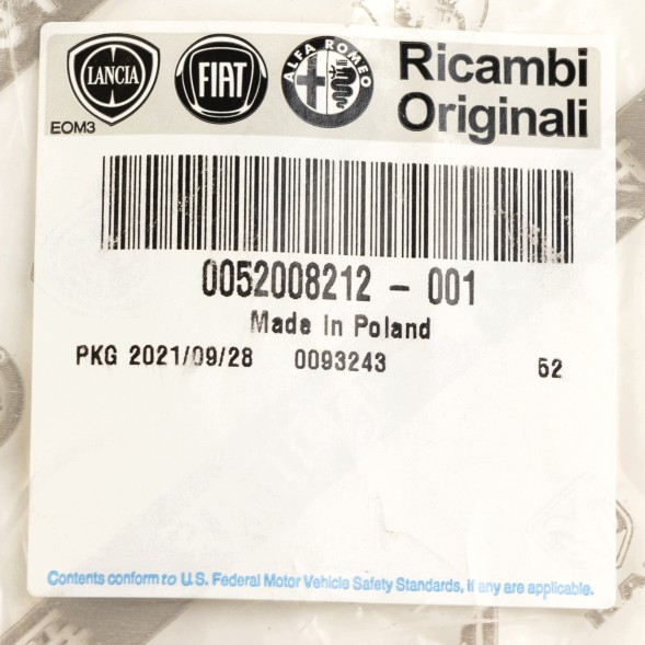 Fiat OE Паливопровід охолодження Fiat 500 з 2015 р.в. OE 52008212
