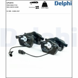 LP1672 DELPHI Комплект гальмівних колодок з 4 шт дисків