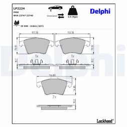 LP2224 DELPHI Комплект гальмівних колодок з 4 шт дисків