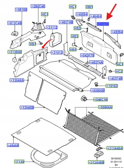 Ford OE ОБРОБКА САЛОНУ БАГАЖНИКА FOCUS 2007- 2010 1719860 _ 4M51-N40411-AR32N4