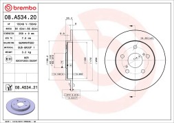 08 A534 21 BREMBO Диск гальмівний
