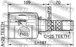 Febest 0811-B9 0811-B9 febest внутрішній гомокінетичний шарнір
