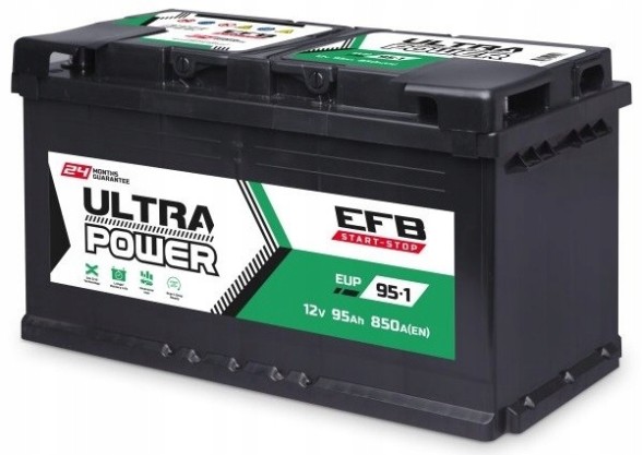Ultra Power EUP-95-1 Акумуляторна батарея 12в 95ah 850a p+ efb start-stop ultra power eup-95-1