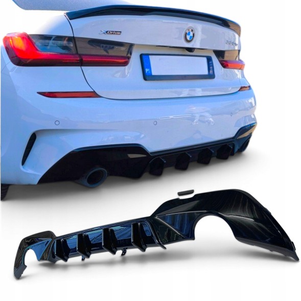 Китай Dyfuzor Dokładka Zderzaka BMW G20 G21 układ O--O Rock Style Дифузор BMW G20 G21 Накладка заднього бампера Чорний Блиск M Пакет МП Задній