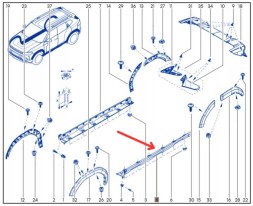 Dacia OE 764191396R НАКЛАДКА ПОРОГА ЛІВА DACIA DUSTER 3 24р - оригінал, чорна матова