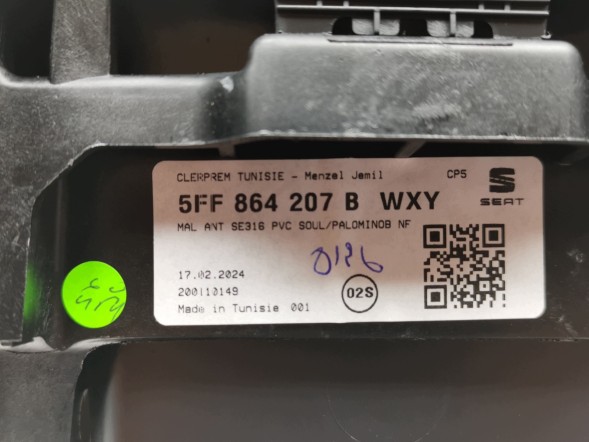 Volkswagen OE 5FA864207A, DWP5FA864207AOE Підлокітник Cupra Leon Sportstourer 5FA864207A Новий оригінальний