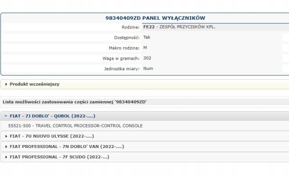 Fiat OE 155302811 Панель перемикачів, перемикачі радіо для FIAT Doblo, Scudo, НОВІ, з офіційного дилера FIAT