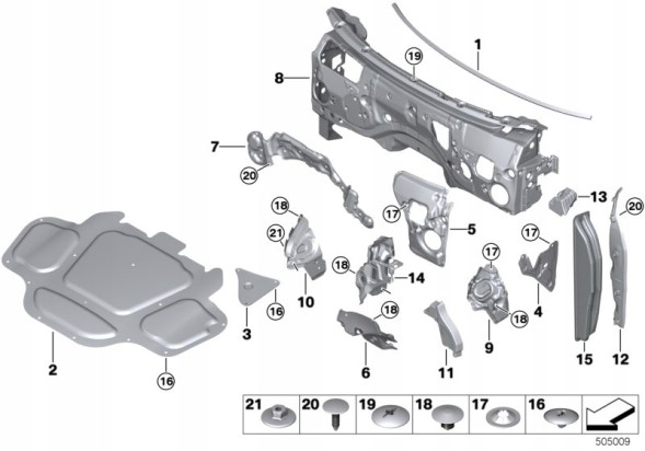 BMW OE BMW X5 G05 X6 G06 X7 G06 звукоізоляція перегородкової стіни 51487214700