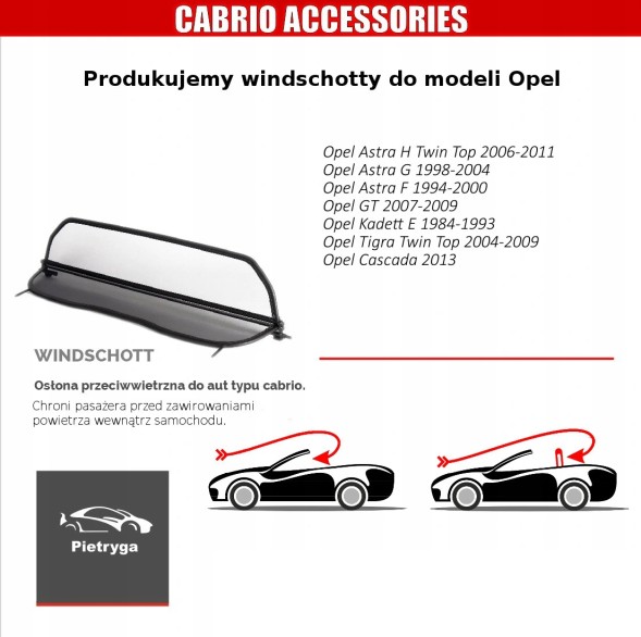 Cabrio Pietryga WTP00105 Вітрове скло Windschott Opel Tigra Twin Tp 2004-2009 р.в