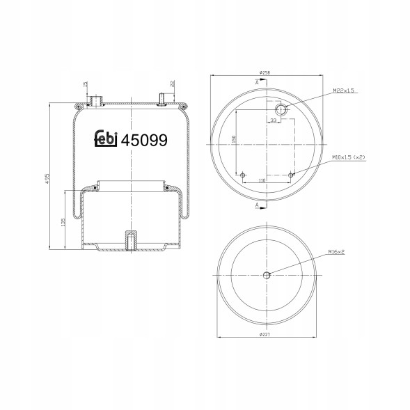 Febi bilstein 45099 Міх пневматичної підвіски febi 45099