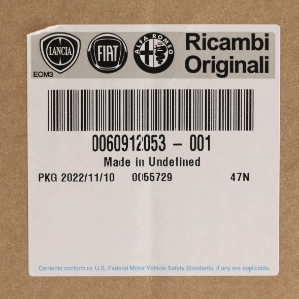 Fiat OE 60912053 Зачіпка ременя безпеки водія з датчиком для FIAT DUCATO MOVANO 2021-