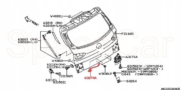 Subaru OE 63270XA01A Кнопка вимикача, перемикач відкриття кришки багажника, задній для Subaru Tribeca 08-14
