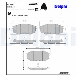 LP2227 DELPHI Комплект гальмівних колодок з 4 шт дисків