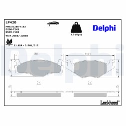 LP420 DELPHI Комплект гальмівних колодок з 4 шт дисків