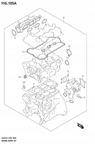 Suzuki OE 11401-50831 SUZUKI SWIFT MK8 - КОМПЛЕКТ ПРОКЛАДОК ДВИГУНА 1.2