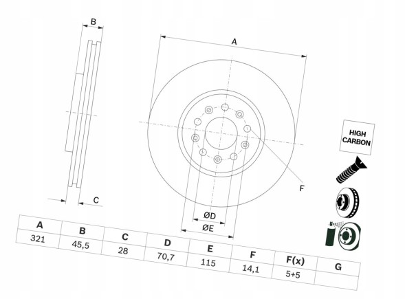 Bosch 0 986 479 F03 Гальмівний диск передній 321х28 в - bosch 0 986 479 f03
