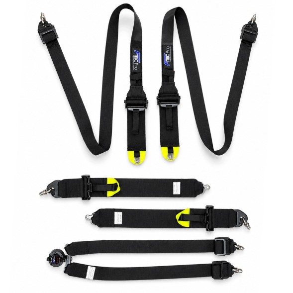 FMIC FP-HARNESS-31-001 Спортивні ремені під HANS, омологація FIA, 6 точок кріплення, 3" дюйми, чорні, FMIC Pro