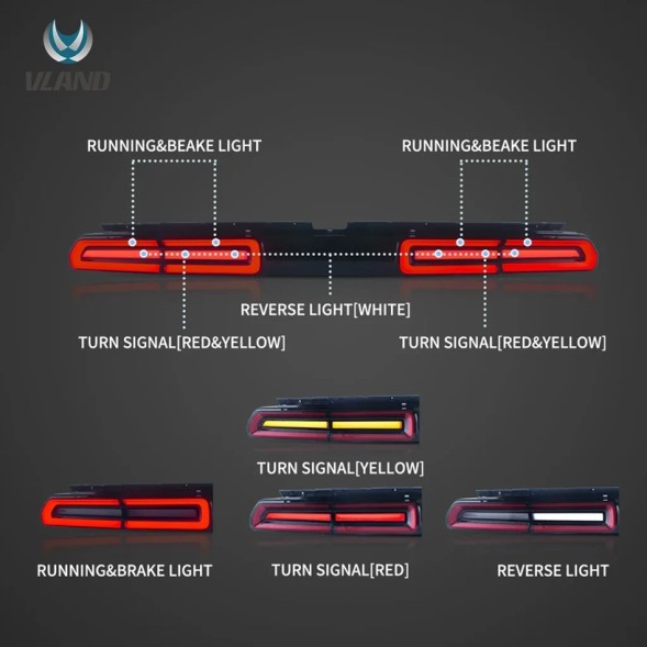VLAND 312391-1 mhm Комплект задніх ліхтарів Vland Full Led Neon Tuning LIFTlook Dodge Challenger 2008-