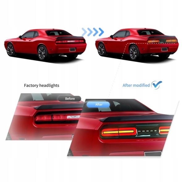 VLAND 312391-1 mhm Комплект задніх ліхтарів Vland Full Led Neon Tuning LIFTlook Dodge Challenger 2008-