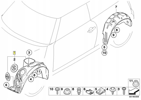 Mini OE 51717266545 Колісна арка MINI передня ліва R55 R56 R57 R58 R59