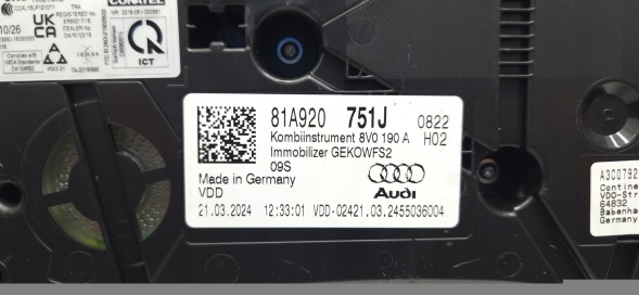 Audi OE 81A920751J Лічильник/приладова панель audi q2 81a tdi 81a920751j
