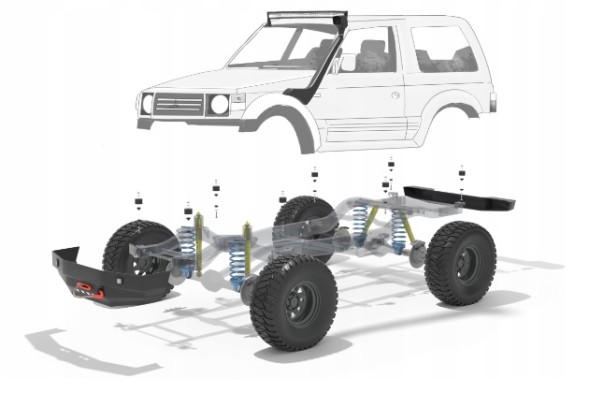 Китай Mitsubishi Pajero I 3D Body Lift Karoserii + 25mm Mitsubishi Pajero 1 3 дверна / Body Lift 25мм / Lift 1 дюйм / гвинти 10.9