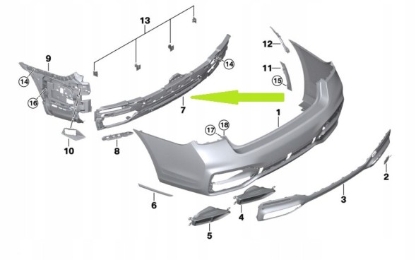 Китай BMV51128074015 КРІПЛЕННЯ ЗАДНЬОГО БАМПЕРА СЛИЗГ BMW 7 G11 G12 LIFT M ПАКЕТ 51128074015