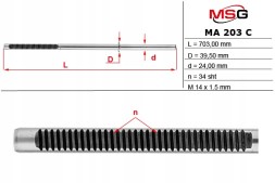 MSG MA203C Планка зубчаста рульової передачі Mazda 5 05-10, Mazda 3 03-09