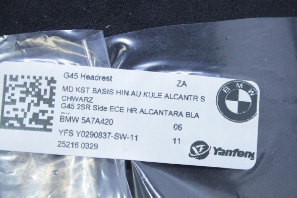 BMW OE 5A7A420 52205A7A420 ПІДГОЛІВНИК ЛІВИЙ ПРАВИЙ ЗОВНІШНІЙ ДИВАН VEGANZA ALCANTARA BLACK BMW G45 X3