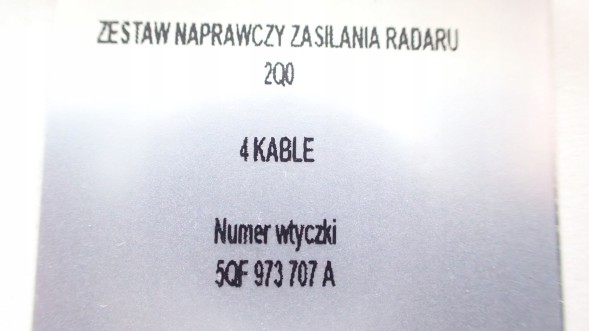 Volkswagen OE 2Q0907561E RADAR ZESTAW 4 KABLE РАДАР ACC 2Q0907561E +РЕМКОМПЛЕКТ 4КАБЕЛІ